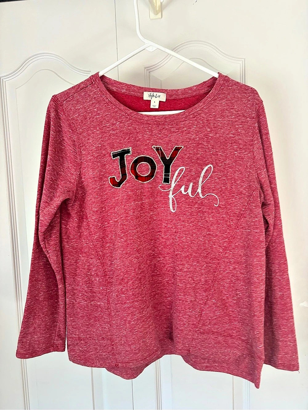 Style & Co Joy Graphic Print Sweatshirt Pink Small